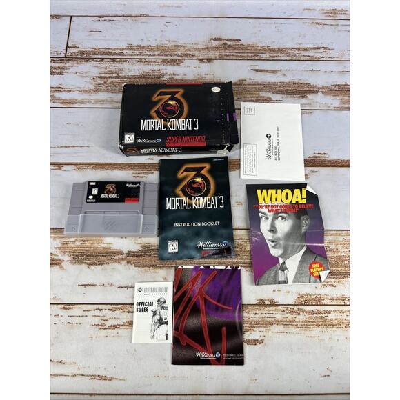 Mortal Kombat 3 Super Nintendo SNES Box Has Some Damage & No Insert.